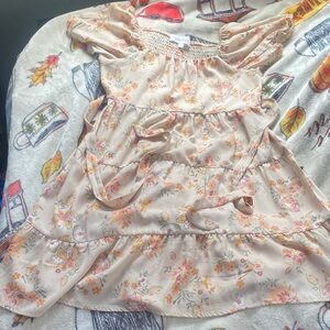 Pink Rose Floral Ruffle Dress